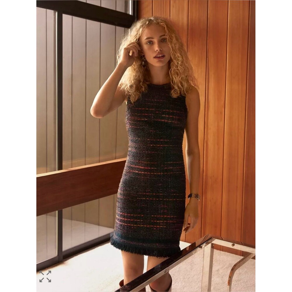 Kate Spade New York Tweed Fringe Sleeveless Sheath Dress in Bittersweet Size 8